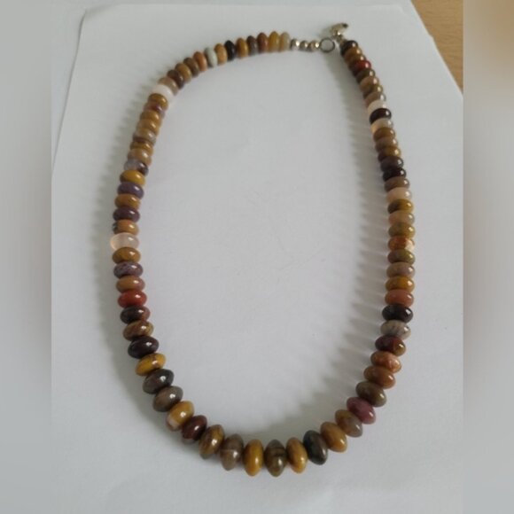 Vintage Boho Lagenlook Brown Tan Quartz Beaded Natural Gemstone Strand Necklace - Picture 3 of 8
